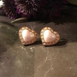Jeweled Pearl Heart Earrings​​